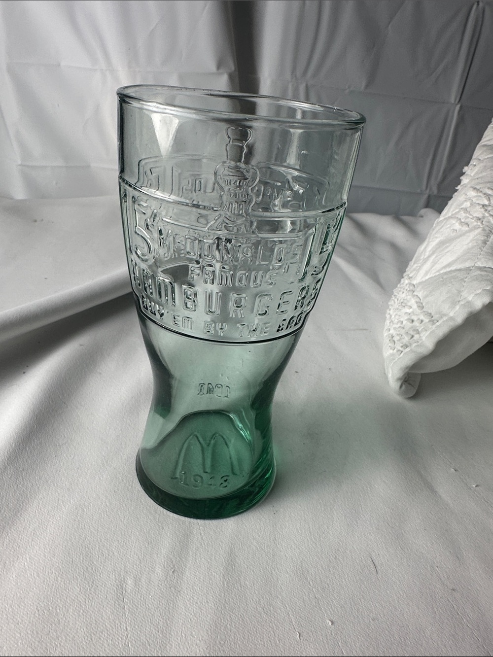 McDonald's Green Embossed Promotional 1948 Drinking Glass